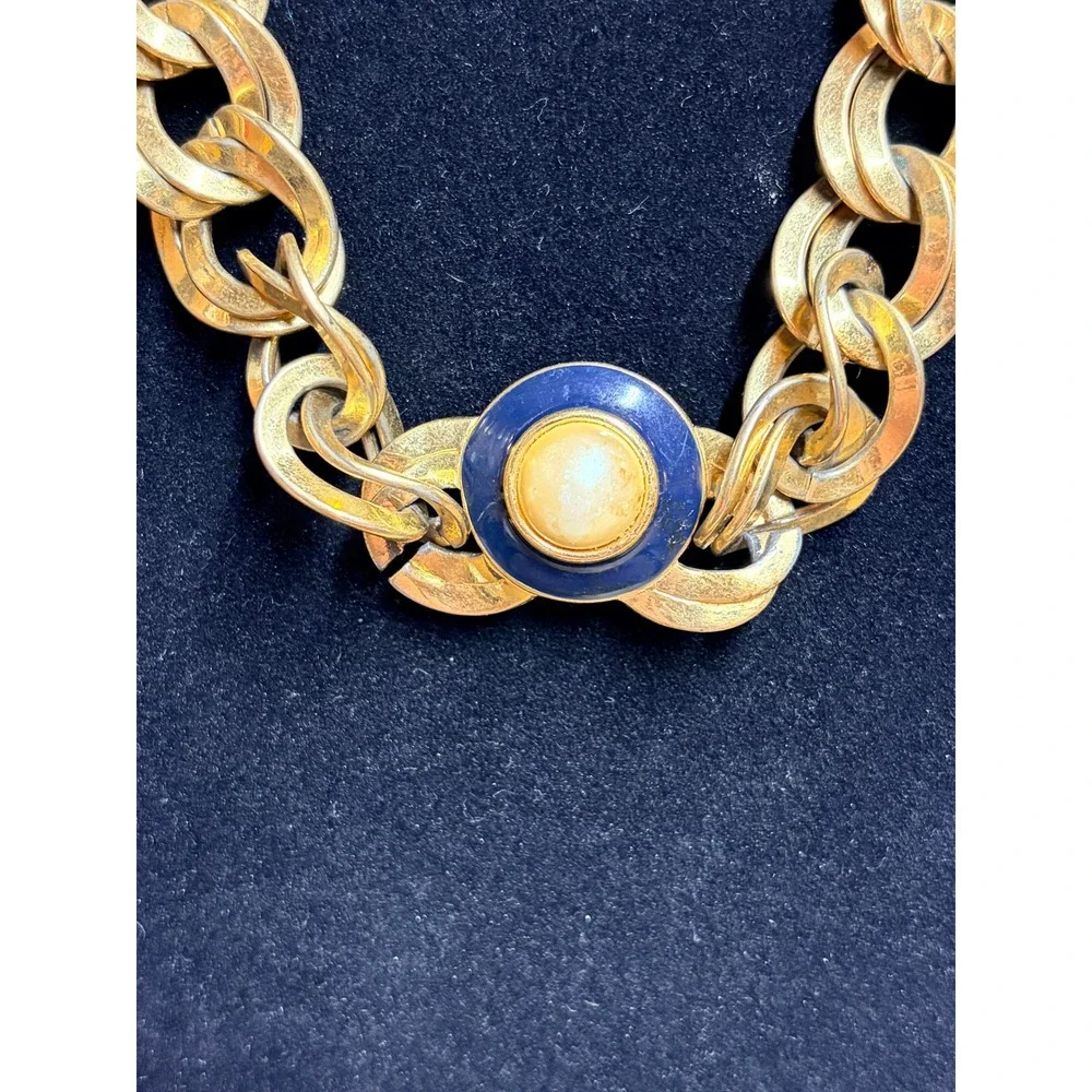 Lot of 3 Vintage Monet Vintage Gold‎ Tone Signed Necklaces 80's-90's Art Deco